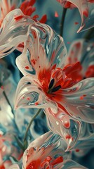 Painted Whirls: Tulip blooms transformed into dynamic paint art, swirling in an extreme macro portrait.