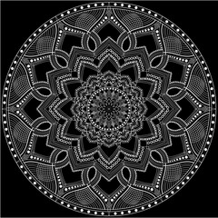 Luxury Mehndi Henna Drawing Circular Mandala pattern for tattoo, decoration premium product poster or painting. Decorative ornament in ethnic oriental style. Outline doodle hand draw illustration