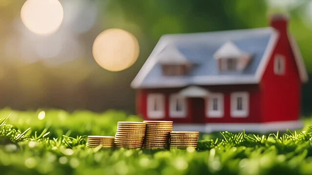 tiny house on a stack of gold coins property investment and passive income concept