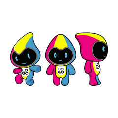 Obraz premium Very colorful mascot with various poses