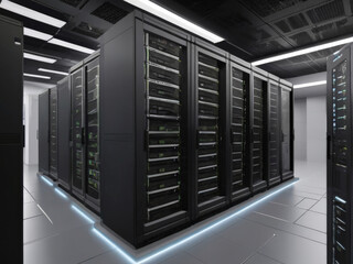 server room with servers Server racks in server room data center server rack with servers