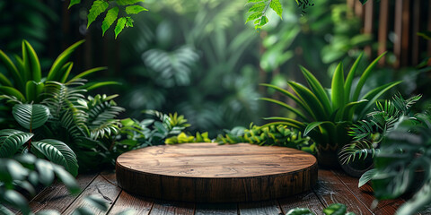 Charming Wooden Podium Encased in Leaves Nature-Inspired Presentation Space