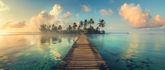 The photo shows the beautiful scenery of the Maldives - Powered by Adobe