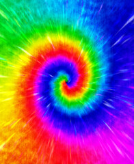 Artistic colorful spiral tie dye groovy pattern background