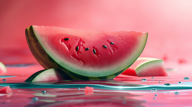 Welttag der Melone 03. August Rosa Hintergrund mit Melone Generative AI