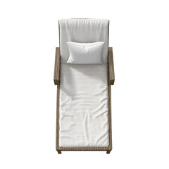 Top View of Outdoor Lounge Chair Isolated on Transparent or White Background, PNG