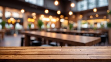 empty beautiful wood table top counter and blur bokeh