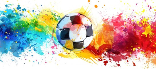 Dynamic Soccer Ball Collision with a Burst of Vibrant Paint Splashes, Captured in Art, Generative AI