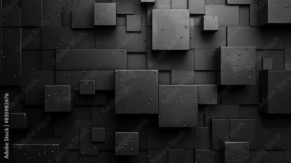 Poster abstract dark geometric background with 3d squares and textures. perfect for modern and minimalist d