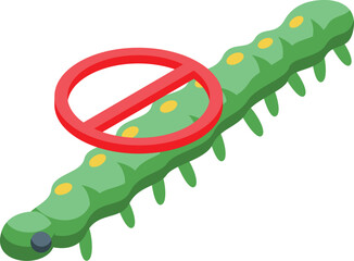 Isometric vector of a cartoon germ with a prohibition sign, symbolizing sanitation and cleanliness