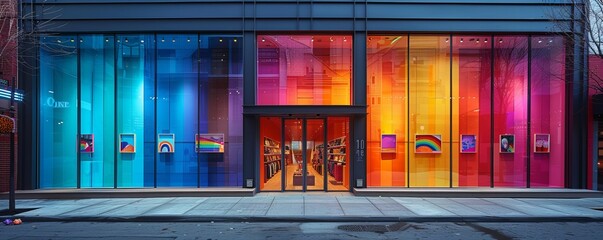 Pride month merchandise display, colorful storefront, inclusive marketing