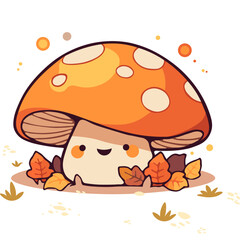 comic autumn mushroom vector illustration good for t-shirt print