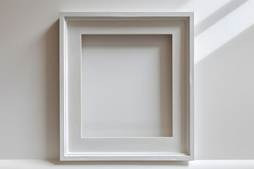 Empty white wooden frame mock up isolated on a white background