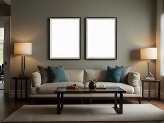 Mockup frame in interior background,