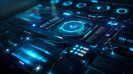 Fototapeta premium Digital control panel, state-of-the-art technology for customization and control