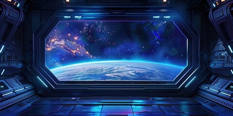 Obraz premium Cosmic View from Futuristic Space Station