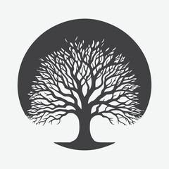 Naklejka premium Print Majestic Elder Tree Silhouette, Timeless Beauty and Natural Elegance