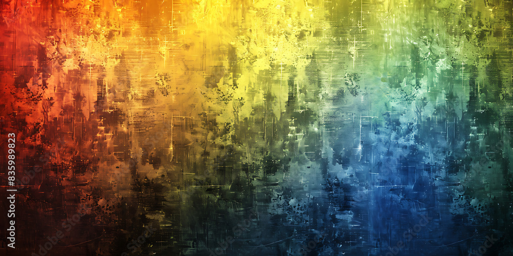 Wall mural Grungy Rainbow Splash: Abstract Rainbow Colors Background, Urban Vibrance: Rainbow Grunge Texture Background - Ai Generated - Wall murals