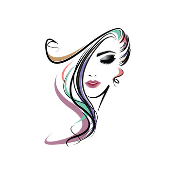 girl with long hair hairdresser logo