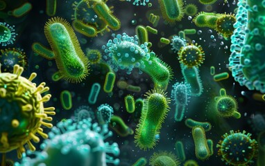 Naklejka premium 3 d rendered illustration of virus bacteria.