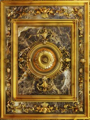 Obraz premium Lavish antique baroque, barocco ornate marble ceiling frame non linear reformation design. elaborate ceiling with intricate accents depicting classic elegance and architectural beauty