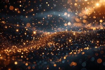 Naklejka premium abstract golden glitter bokeh background, christmas and holiday concept