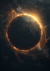 Obraz premium a vertical shot of a beautiful golden planet with stars and planets