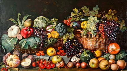 Sale of abundant fresh fruits and vegetables