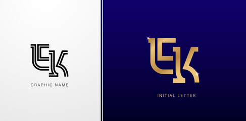EK initials letters monogram logos designs symbol for business cards elements, branding company identity, advertisement material golden foil, collage print paper, ads campaign, wedding invitation sign
