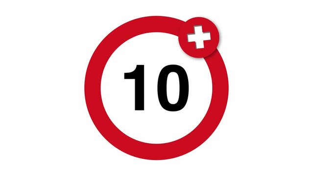 Set of prohibition sign age from 10 to 21 restriction symbol animated on white background.