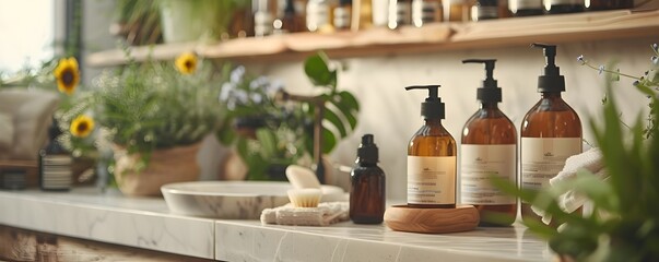 Organic Beauty Products in Sustainable Salon with Soothing Nature Decor