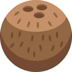 Simple and clean vector graphic of a whole brown coconut, perfect for foodrelated designs