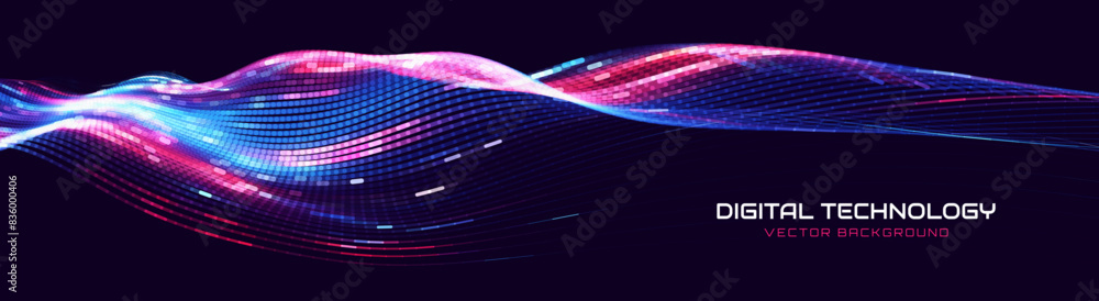 Aufkleber Cyber Big Data Flow Lines. Digital Neural Network. Concept of AI Artificial Intelligence Technology Machine Deep Learning. Digital Communication. Science Technology Presentation Vector. 