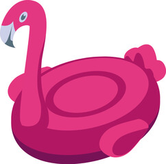 Vibrant vector illustration of a pink flamingoshaped inflatable pool float on a white background