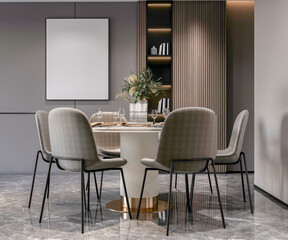 mock up poster frame in interior background, living room. 3D render, 3D illustration