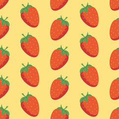 Seamless Hand Drawn Pattern Strawberry, Vector Pattern