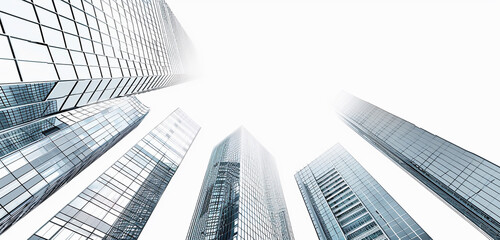 Naklejka premium Modern city skyline. Business center with skyscrapers on white background.