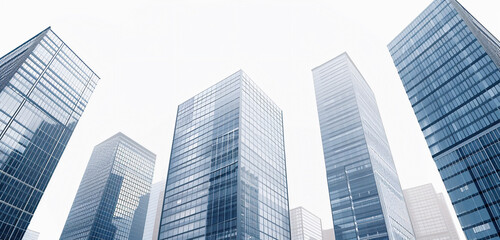 Obraz premium Modern city skyline. Business center with skyscrapers on white background.