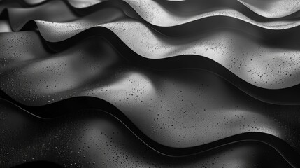 Obraz premium Abstract black metallic waves with textured surface. Modern and futuristic background design for creative projects and presentations.