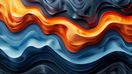 Fototapeta premium Abstract colorful waves resembling ocean and fire, creating a vibrant and dynamic visual effect, perfect for backgrounds and artistic themes.