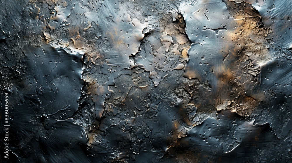Poster abstract textured background featuring a dark, rugged surface with highlights and shadows, creating 