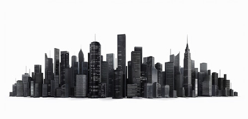 Naklejka premium Modern city skyline. Business center with skyscrapers on white background.