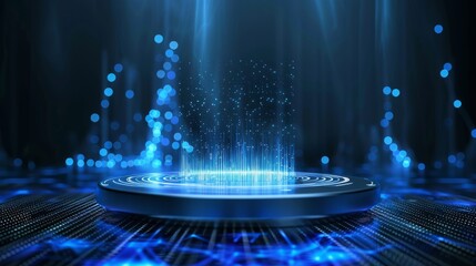 podium of technology with hologram. for technology ads