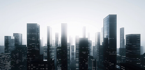 Fototapeta premium City in the night. Modern city skyline. Business center with skyscrapers on white background.