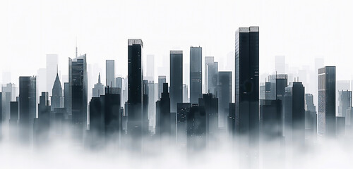 Abstract city skyline. Modern city skyline. Business center with skyscrapers on white background.