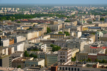 Obraz premium 2023-06-06; view from above Central street of Warsaw Poland