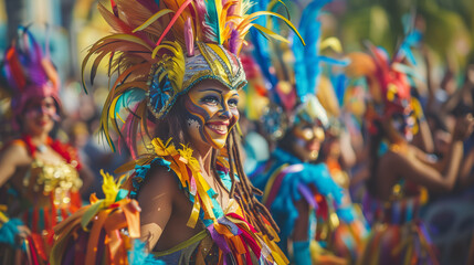 Fototapeta premium Colorful Carnival Parade, Generative Ai