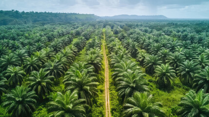 Arial view of palm plantation