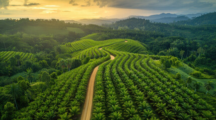 Naklejka premium Arial view of palm plantation