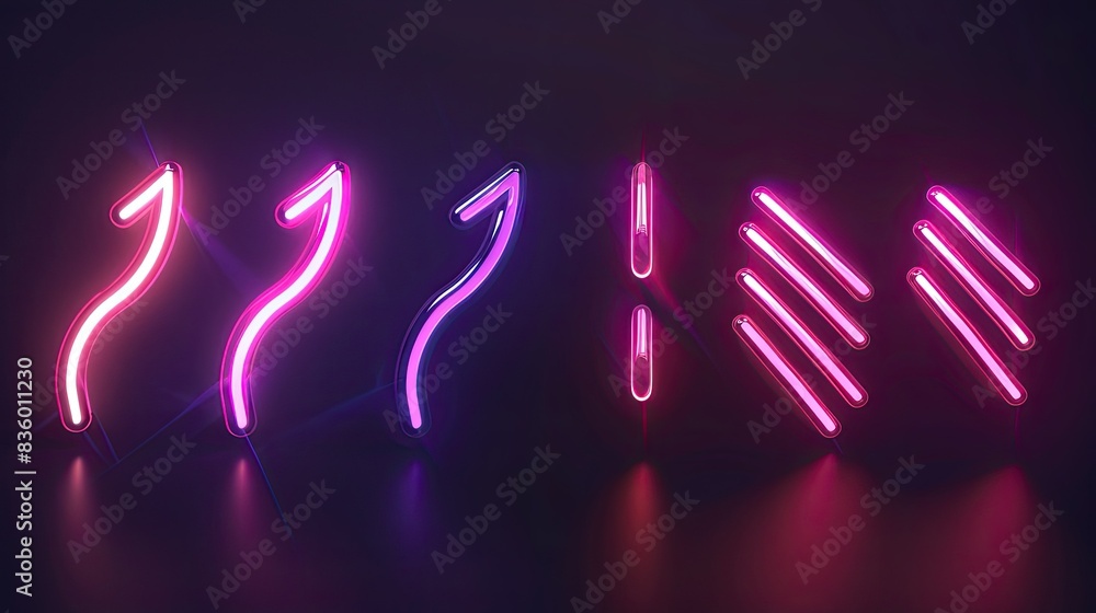 Poster set of curved glowing arrows, showing flexibility and adaptability.